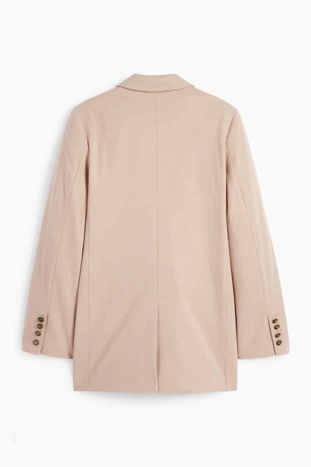 Femei - Blazer lung supradimensionat - cu model - bej