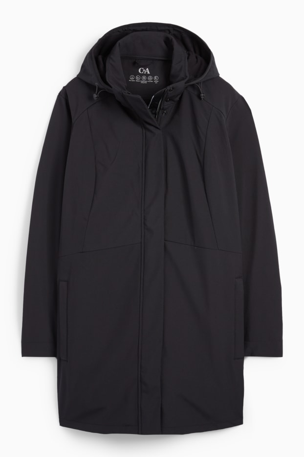 Femmes - Veste softshell à capuche - déperlante - 4 Way Stretch - noir