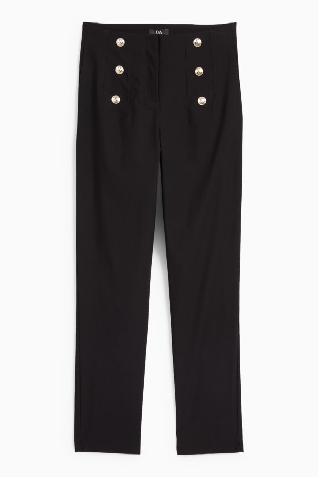 Femmes - Pantalon en toile - high waist - slim fit - noir
