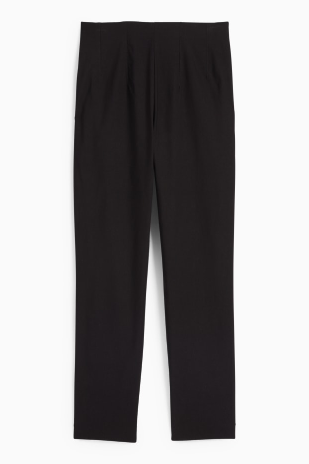 Femmes - Pantalon en toile - high waist - slim fit - noir