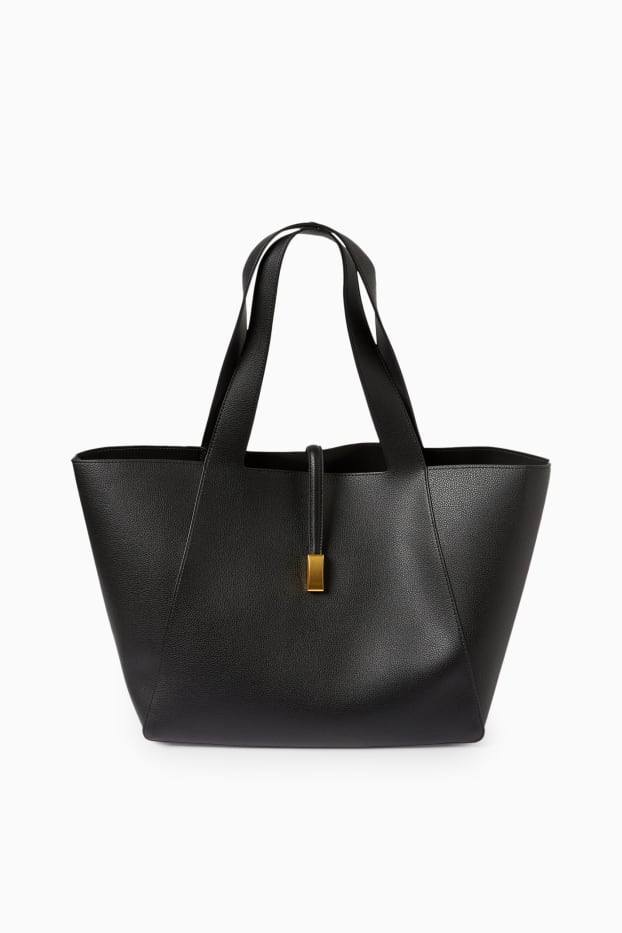 Damen - Shopper - Lederimitat - schwarz