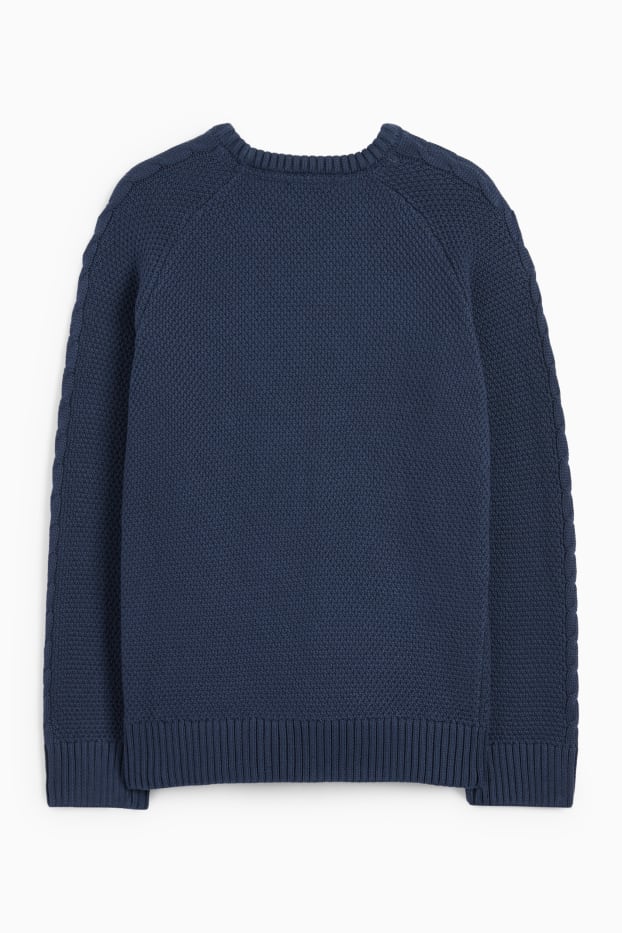 Enfants garçons - Pullover - motif tressé - bleu foncé