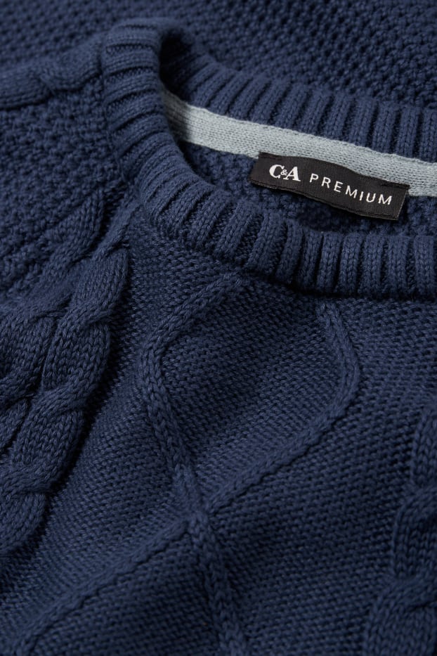 Enfants garçons - Pullover - motif tressé - bleu foncé