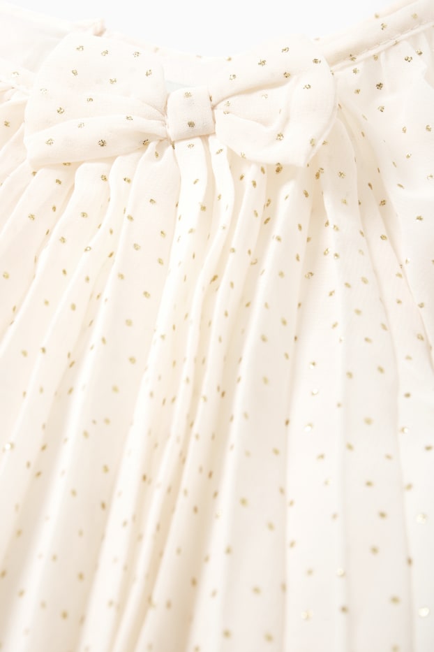 Copii - Fete - Rochie plisată - cu buline - alb-crem