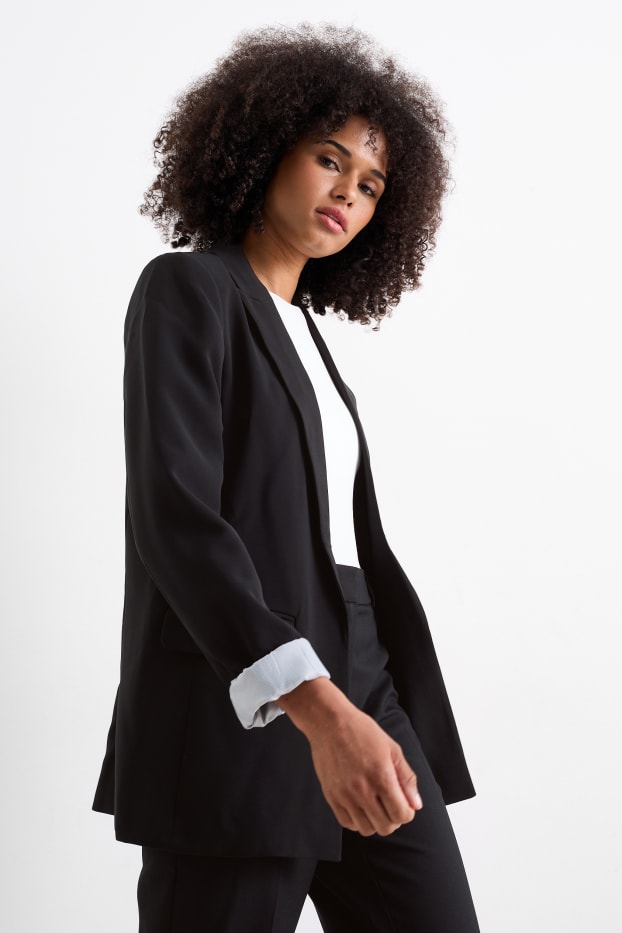 Femmes - Blazer long - relaxed fit - noir