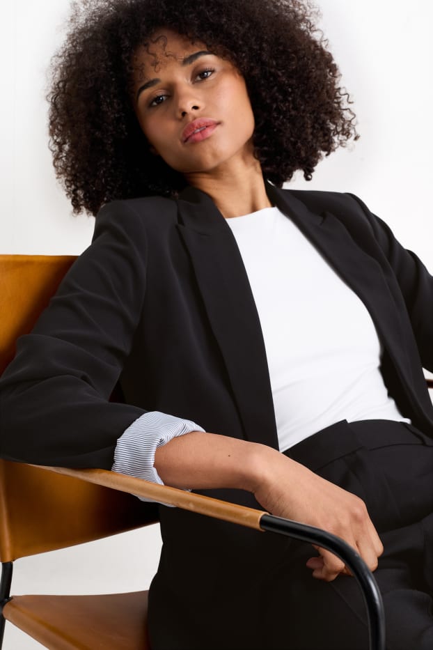 Femmes - Blazer long - relaxed fit - noir