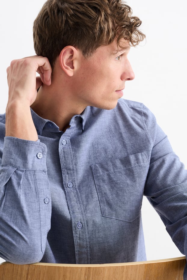 Herren - Hemd - Regular Fit - Button-down - dunkelblau