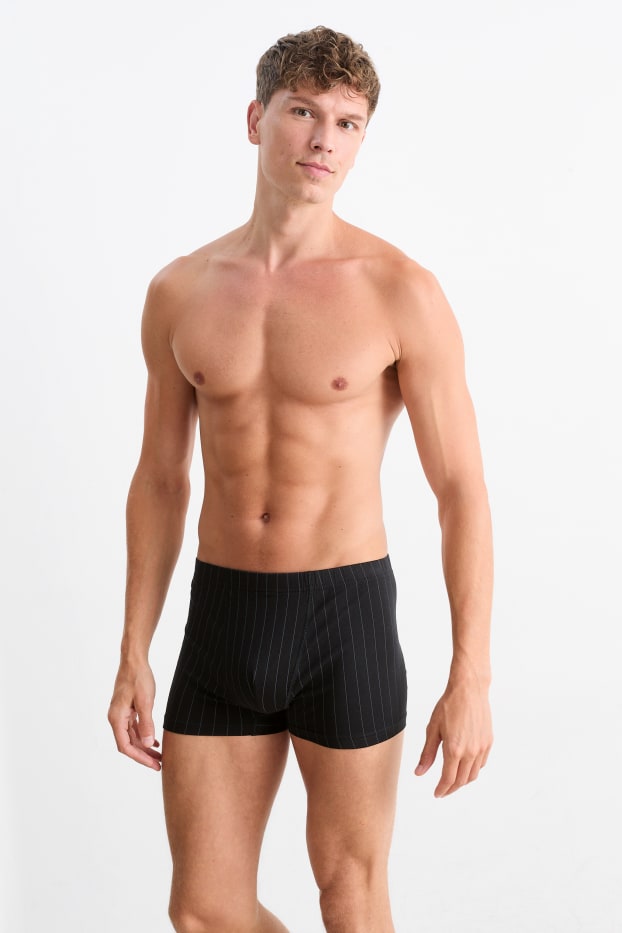 Herren - Multipack 3er - Trunks - gestreift - schwarz