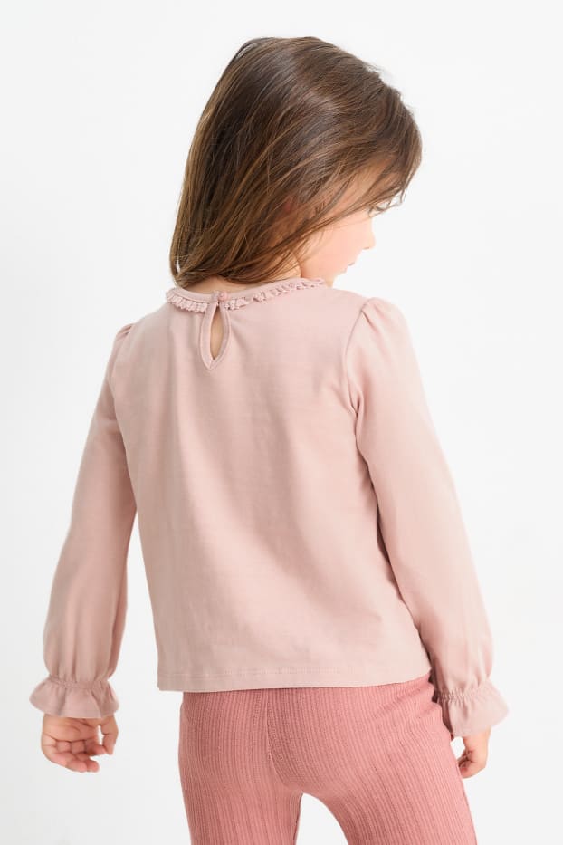 Bambine - Fiori - maglia a maniche lunghe - fucsia
