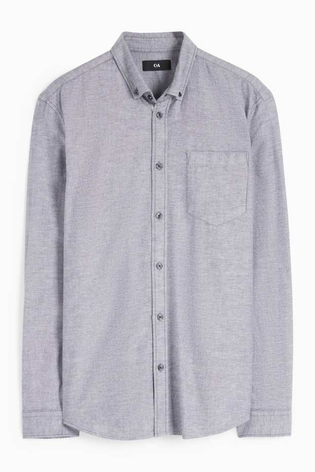 Herren - Hemd - Regular Fit - Button-down - grau