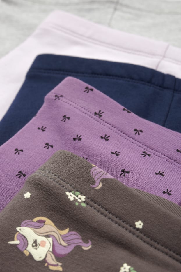 Enfants filles - Lot de 5 - licornes - leggings chauds - gris / violet