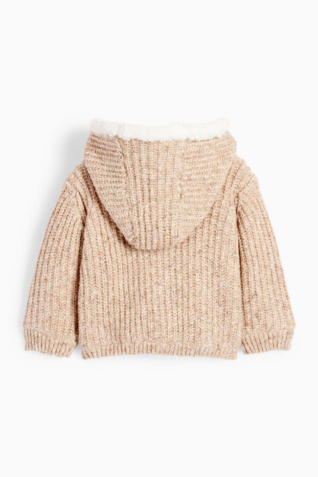 Bébés garçons - Gilet en maille pour bébé à capuche - marron clair