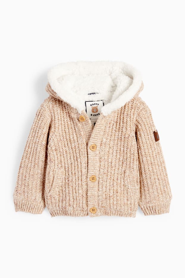Bébés garçons - Gilet en maille pour bébé à capuche - marron clair