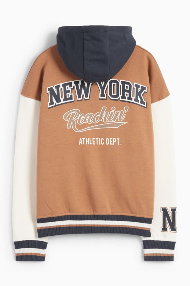 Children Boys - Varsity jacket with hood - light brown
