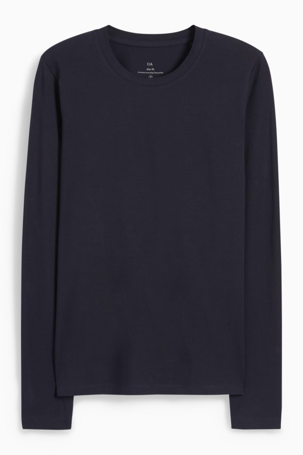 Donna - Maglia a maniche lunghe basic - blu scuro