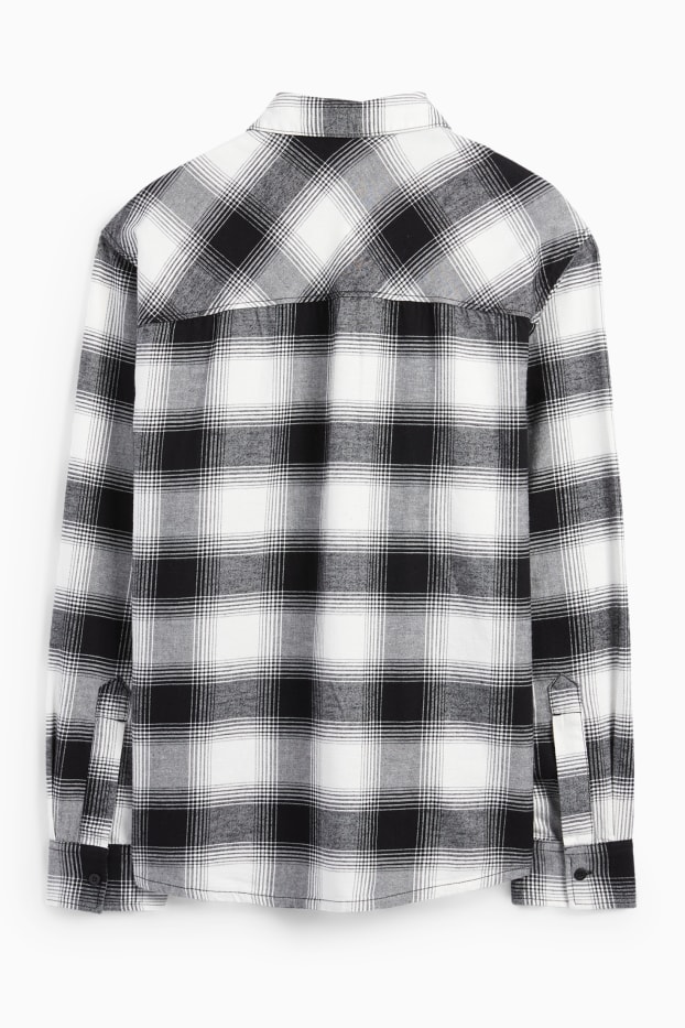 Herren - Hemd - Relaxed Fit - Kent - kariert - schwarz
