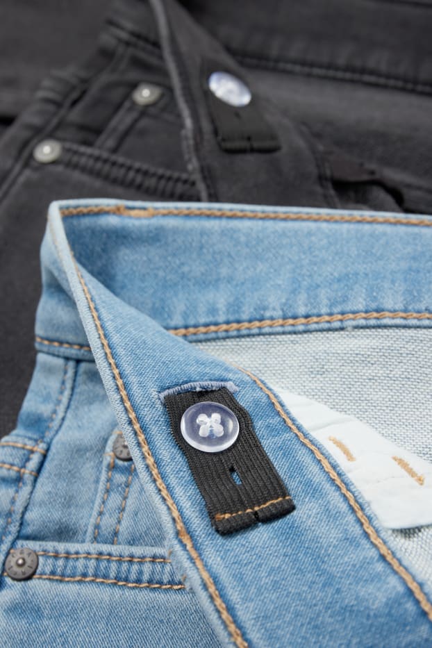 Kinderen: jongens - Set van 2 - slim jeans - extra wijde band - blauw