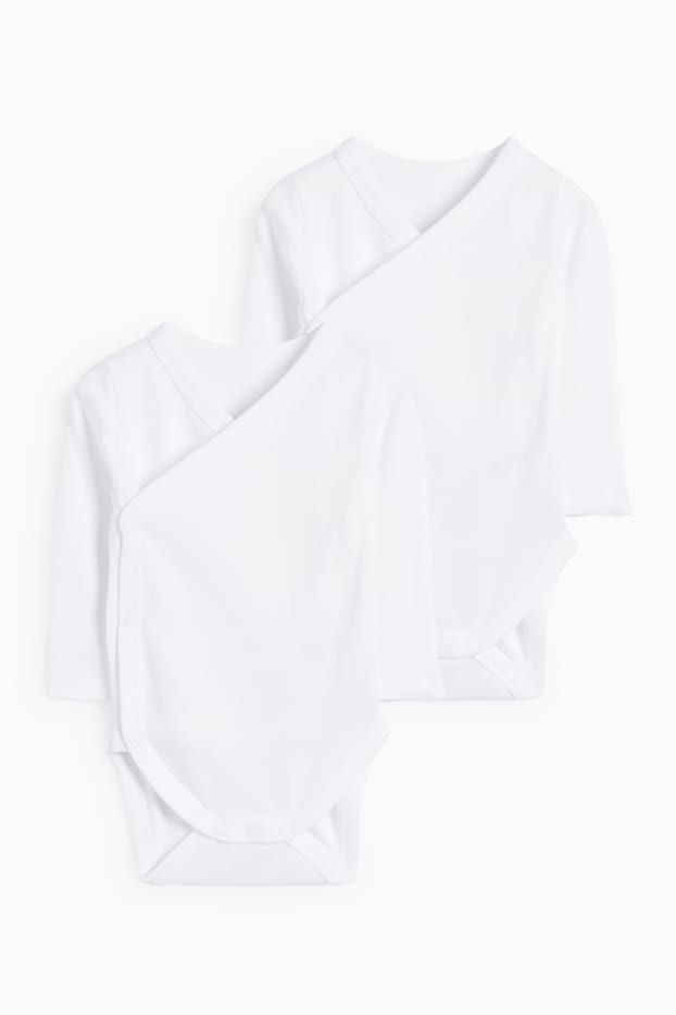 Unisexe - Lot de 2 - bodys croisés bébé - blanc crème