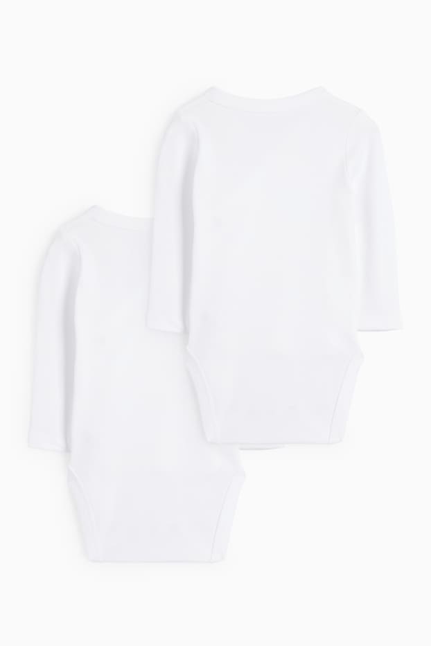 Unisexe - Lot de 2 - bodys croisés bébé - blanc crème