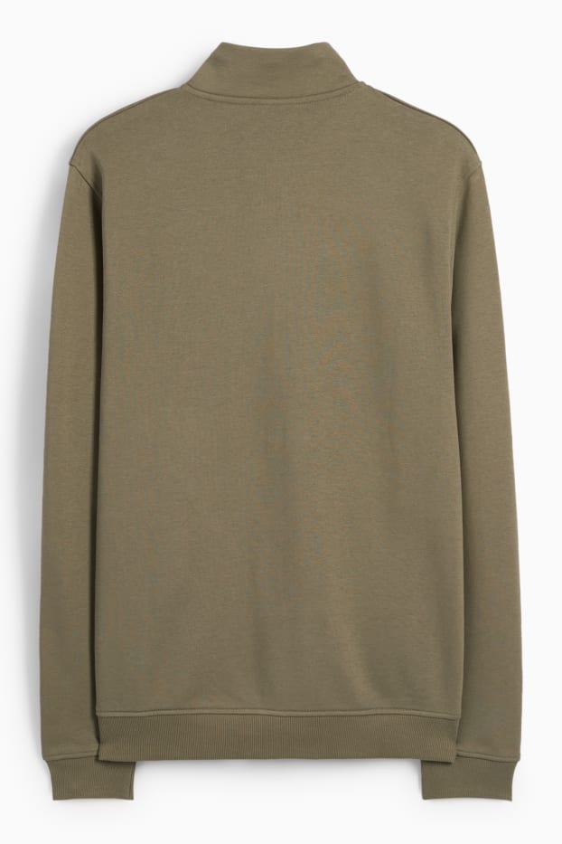Hommes - Sweat zippé en molleton - vert foncé