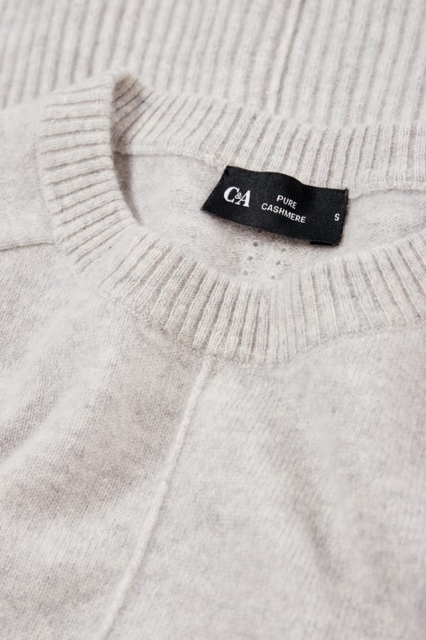 Femmes - Pull en cachemire - gris clair chiné