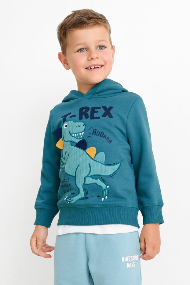 Nen - Paquet de 2 - dinosaure - dessuadora amb caputxa i dessuadora - verd fosc