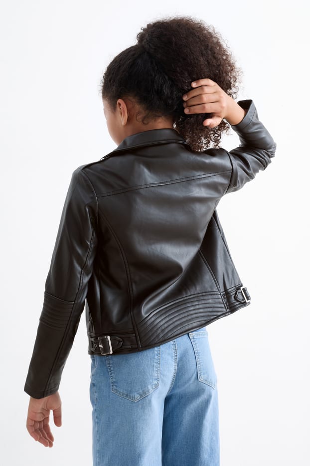 Bambine - Giacca stile motociclista - similpelle - nero