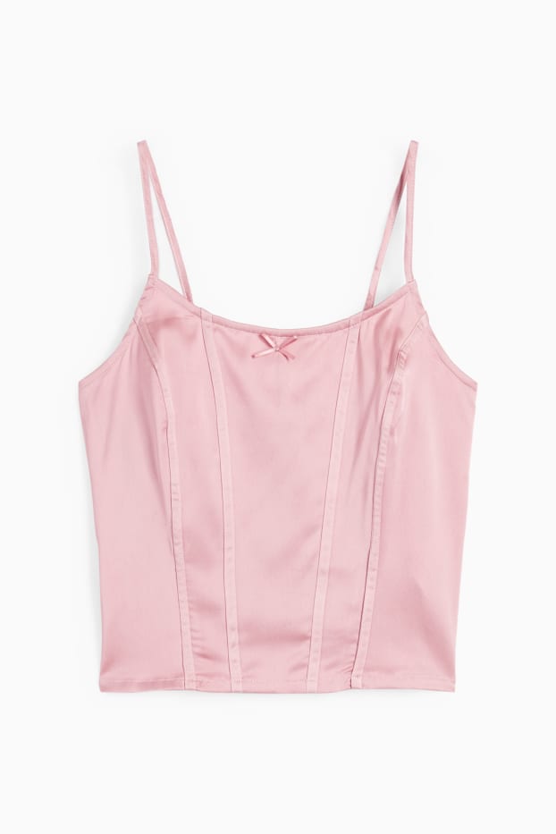 Damen - Satin-Top - dunkelrosa