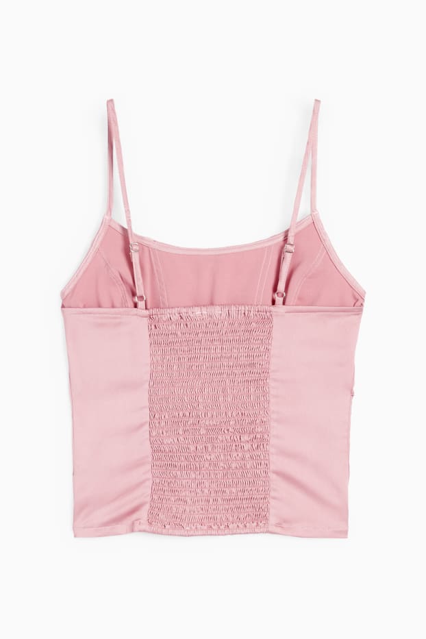 Damen - Satin-Top - dunkelrosa