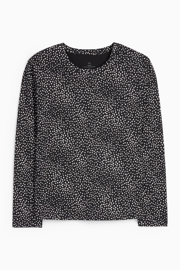 Dona - Samarreta de màniga llarga - de piquets - negre