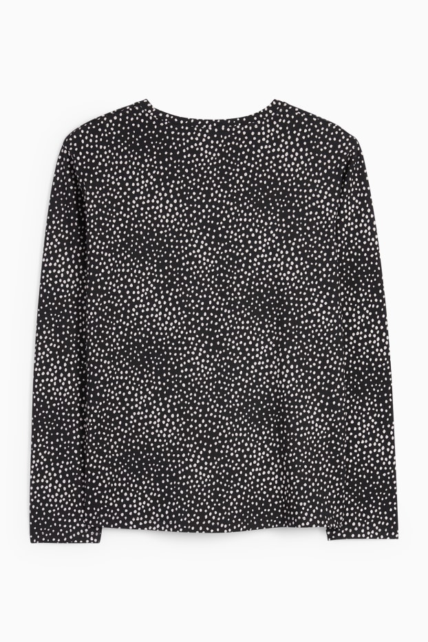 Dona - Samarreta de màniga llarga - de piquets - negre