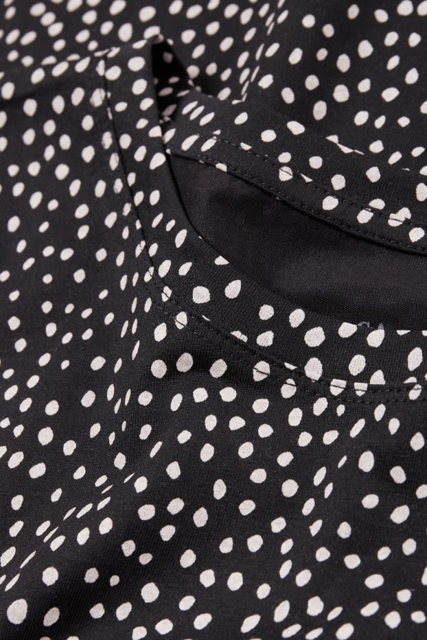 Dona - Samarreta de màniga llarga - de piquets - negre