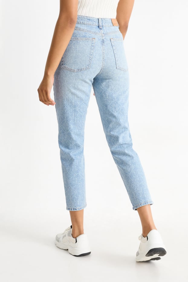 Femmes - Mom jean - high waist - à motif - jean bleu clair