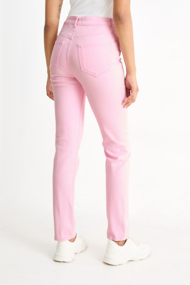 Kobiety - Spodnie materiałowe - wysoki stan - slim fit - jasnoróżowy