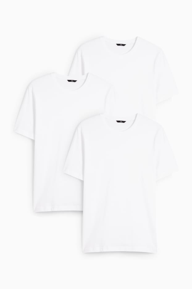 Men - Multipack of 3 - T-shirt - regular fit - white