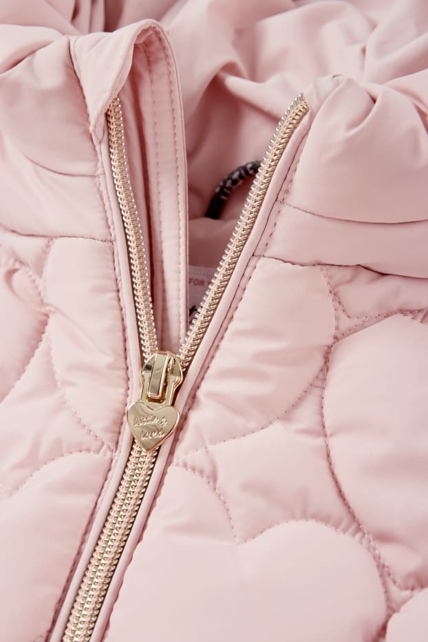 Baby Girls - Baby quilted gilet with hood - water-repellent - rose
