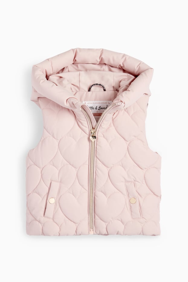 Baby Girls - Baby quilted gilet with hood - water-repellent - rose