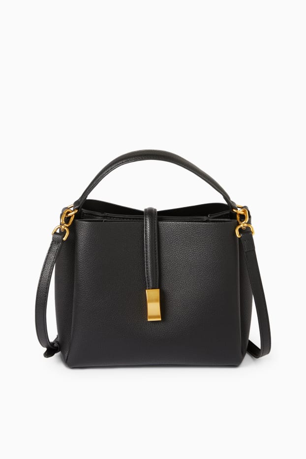 Donna - Borsa a tracolla con spallaccio staccabile - similpelle - nero