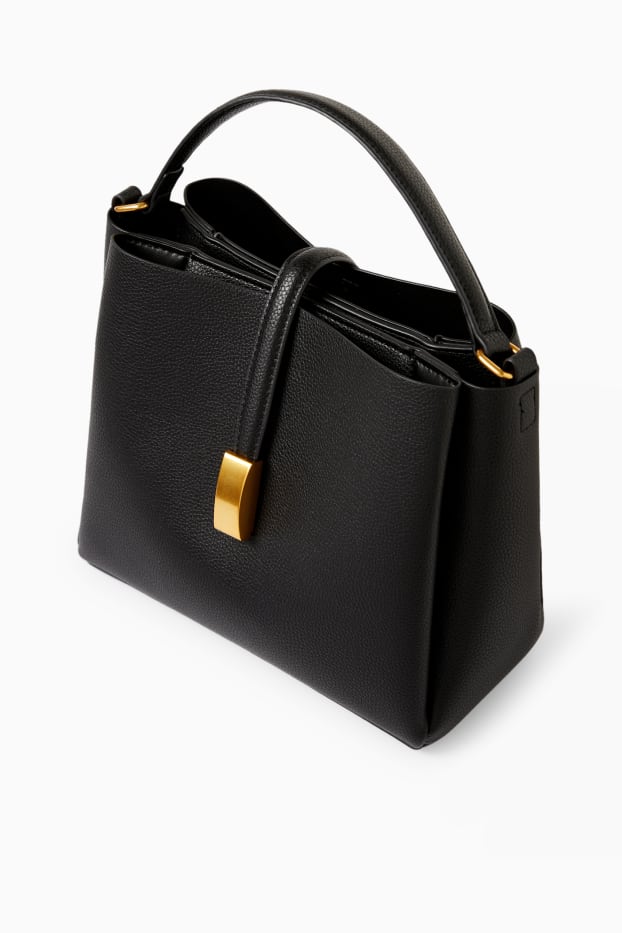 Donna - Borsa a tracolla con spallaccio staccabile - similpelle - nero