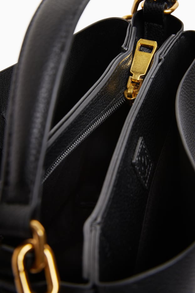 Donna - Borsa a tracolla con spallaccio staccabile - similpelle - nero