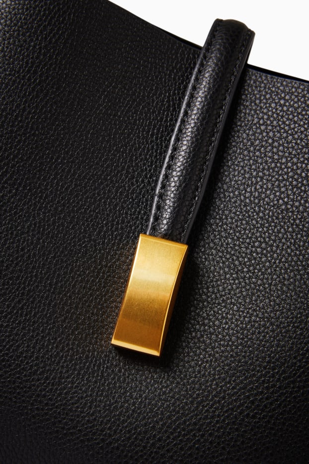 Donna - Borsa a tracolla con spallaccio staccabile - similpelle - nero