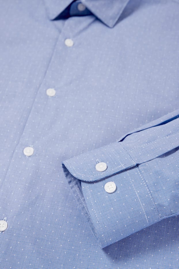 Hommes - Chemise de bureau - slim fit - col Kent - à pois - bleu