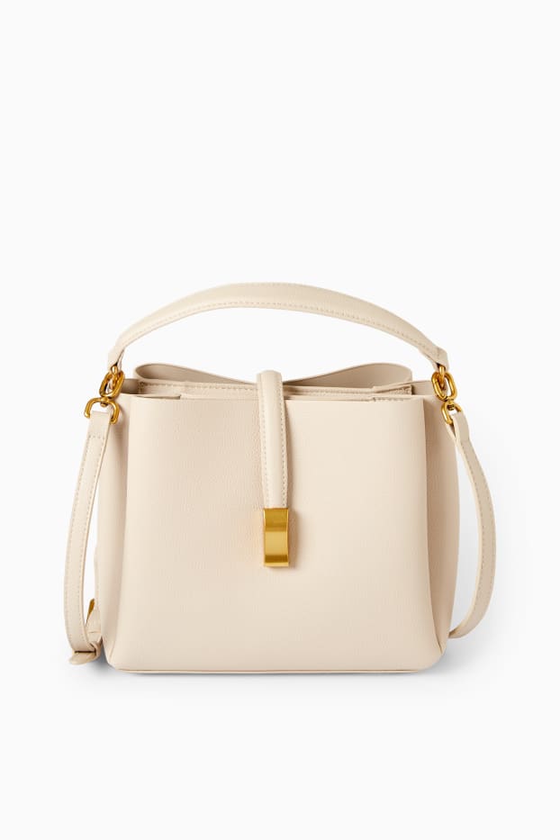 Dames - Schoudertas met afneembare draagriem - imitatieleer - beige