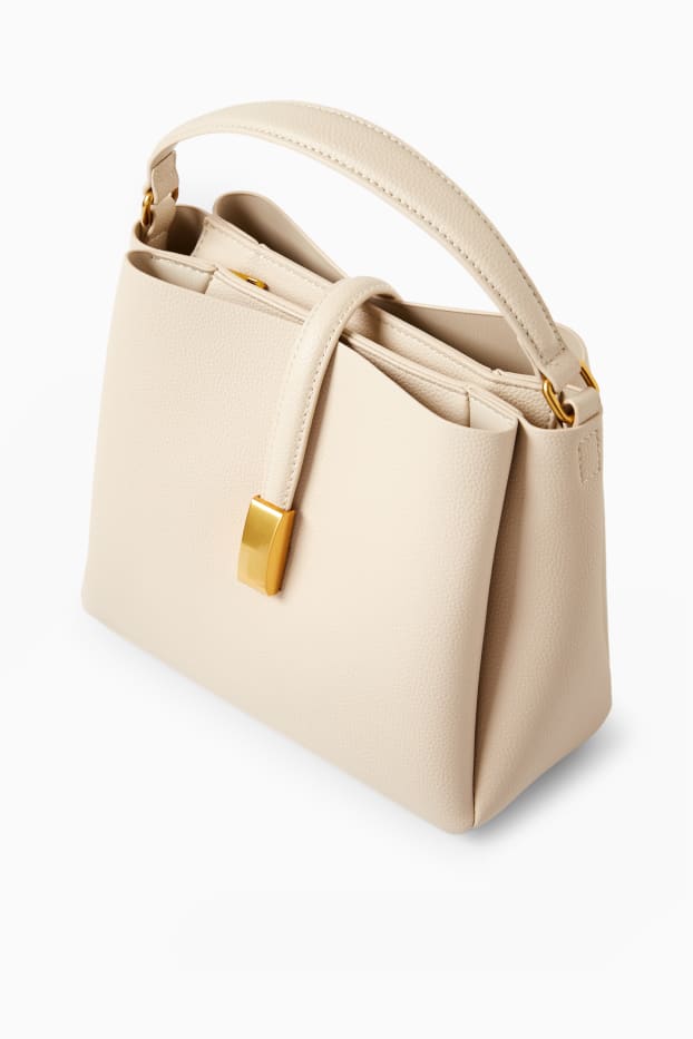 Dames - Schoudertas met afneembare draagriem - imitatieleer - beige