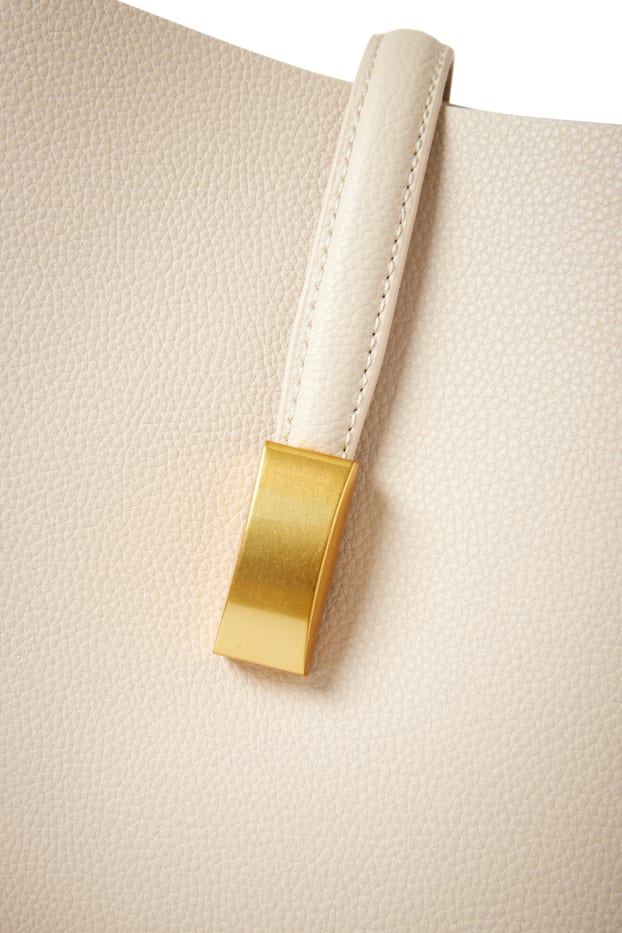 Dames - Schoudertas met afneembare draagriem - imitatieleer - beige