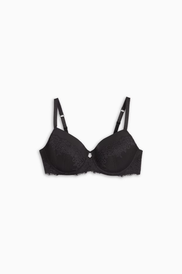 Femei - Sutien cu armătură - DEMI - vătuit - negru