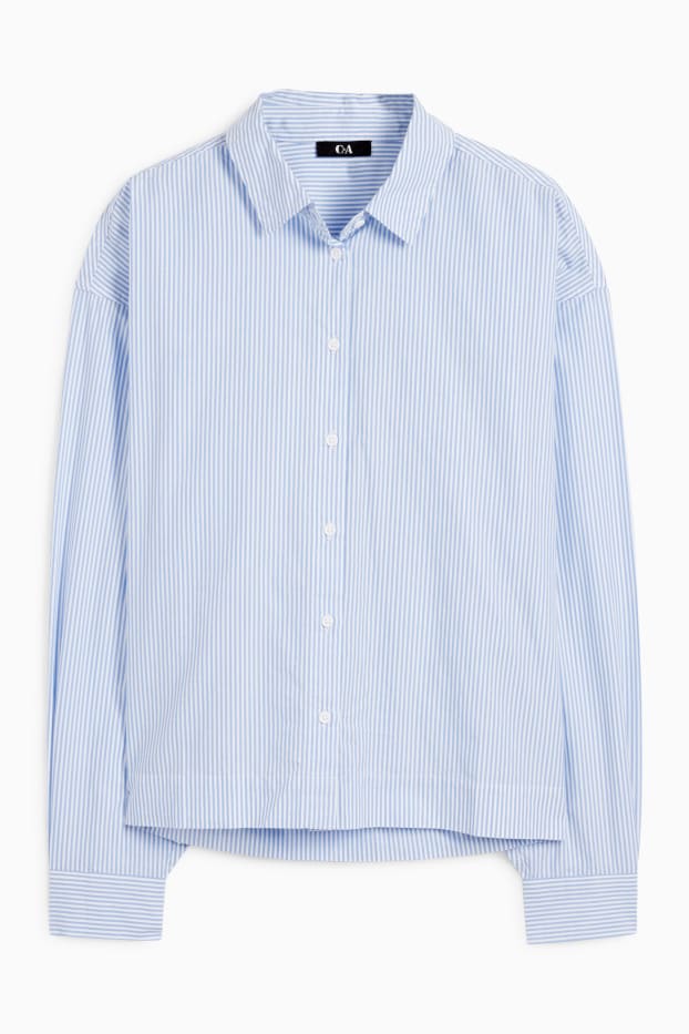 Damen - Popeline-Bluse - gestreift - blau