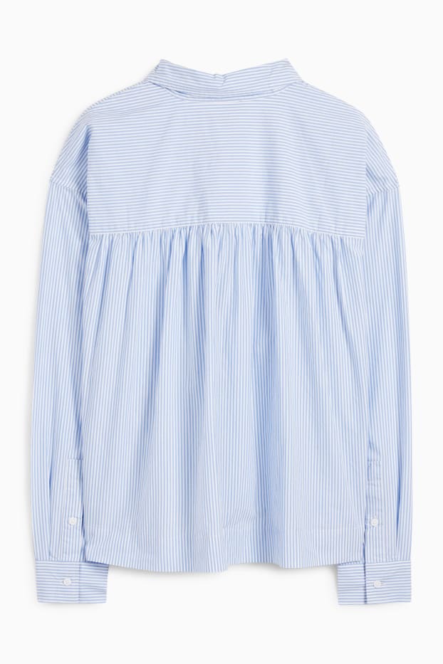 Damen - Popeline-Bluse - gestreift - blau