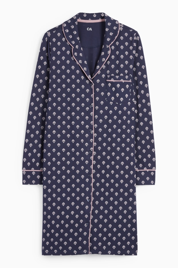 Donna - Camicia da notte - fantasia - blu scuro