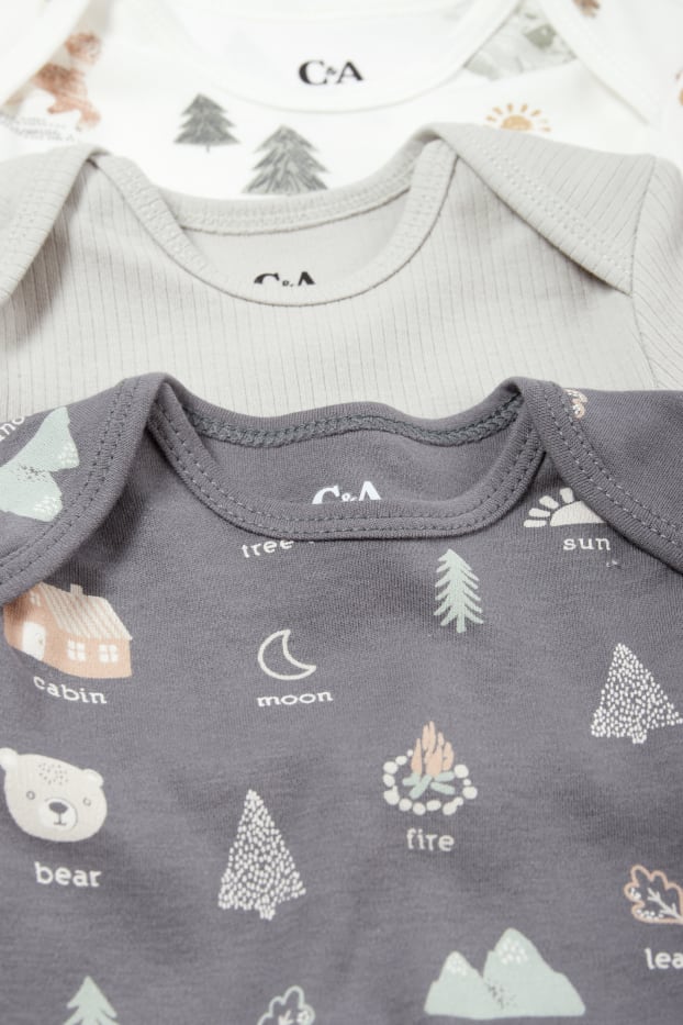 Unisexe - Lot de 3 - animaux de la forêt - bodys pour bébé - gris